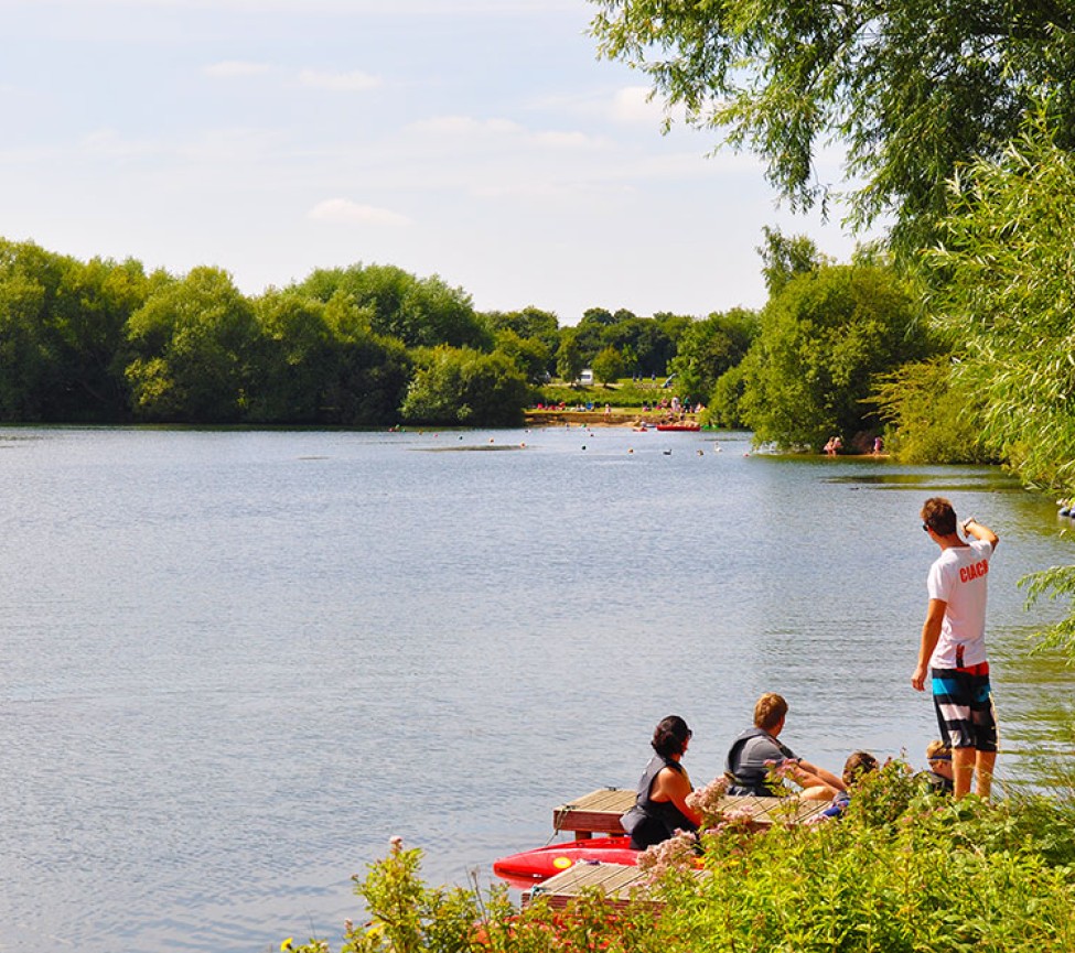 by the lake at Hardwick holiday park