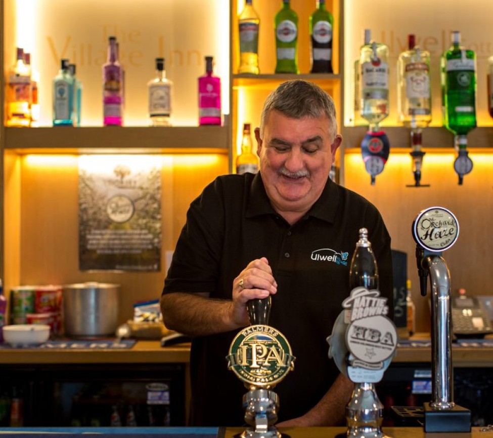 at the bar at Ulwell Holiday Park in Dorset