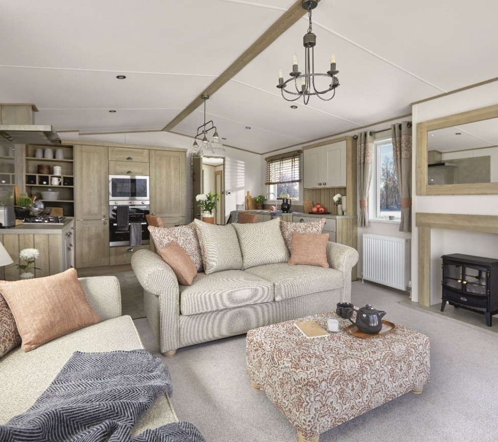 Inside a caravan at Chesil Vista Holiday Park