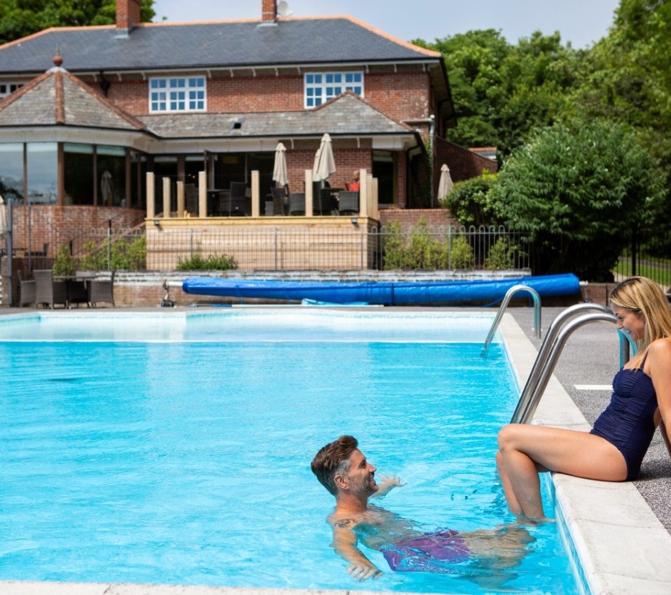 by the pool at Osmington Holiday Park