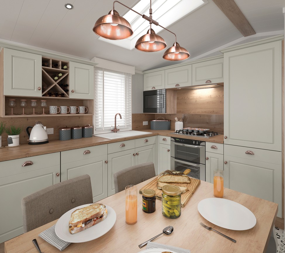 2025 Swift Vendee Lodge designer kitchen in this very large new lodge for sale