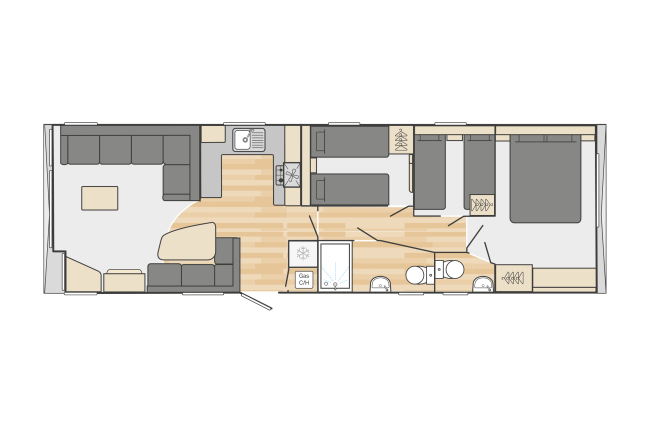 2024 Swift Burgundy 38x12 3 Bed floor plan