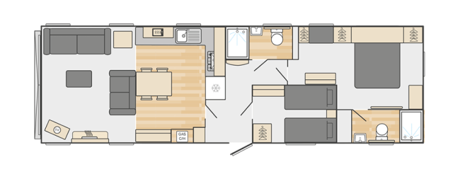 2025 Swift Vendee Lodge 42x13 2 bed floor plan