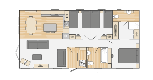 2025 Swift Edmonton Lodge Scandi 40x20 3 bed floor plan