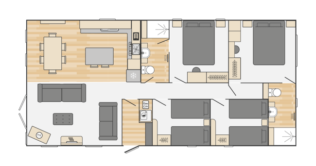 2025 Swift Edmonton Lodge scandi 43x20 4 bed floor plan