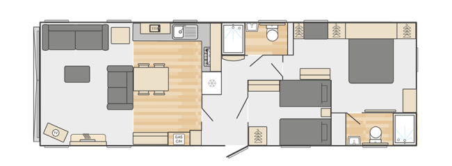 2025 Swift Vendee Lodge 42x14 2 bed floor plan