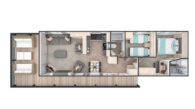 2025 Atlas Image 41x12'6" static caravan 2 bedroom floorplan