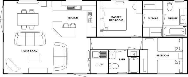 2025 Atlas Lilac Lodge 40x16 2 Bed floor plan