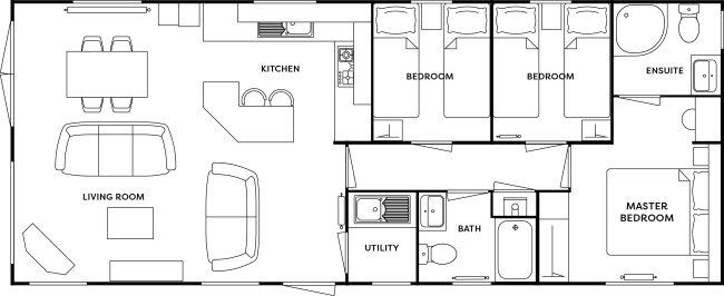 2025 Atlas Lilac Lodge 40x16 3 Bed floor plan