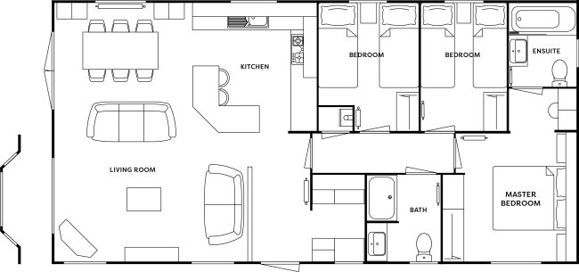 2025 Atlas Lilac Lodge 40x20 3 Bed floor plan