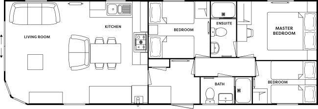 2025 Atlas Sherwood Lodge 42x14 3 Bed floor plan