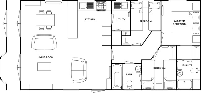 2025 Atlas Wisteria Lodge 40x20 3 Bed floor plan