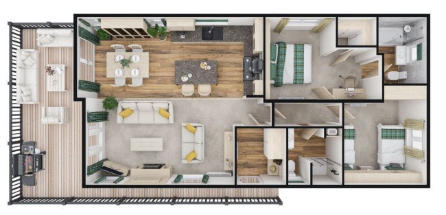 2025 Atlas Debonair Lodge 40x20 2 Bed  floor plan