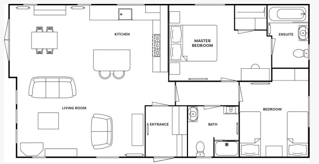 2025 Atlas Debonair Lodge 42x22 2 Bed floor plan