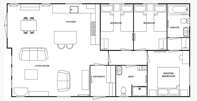 2025 Atlas Debonair Lodge 42x22 3 Bed floor plan