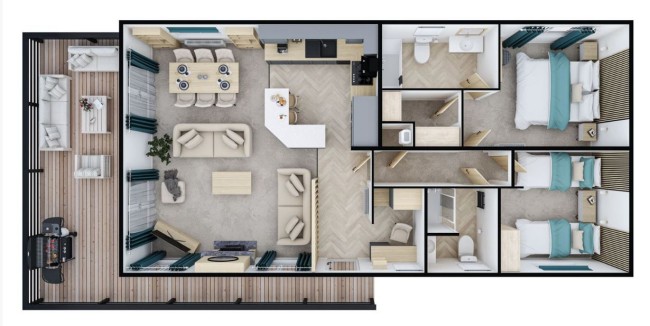 2025 Atlas Lilac Lodge 40x20 2 Bed floor plan