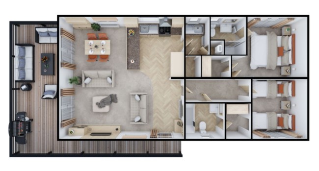 2025 Atlas Wisteria Lodge 40x20 2 Bed floor plan